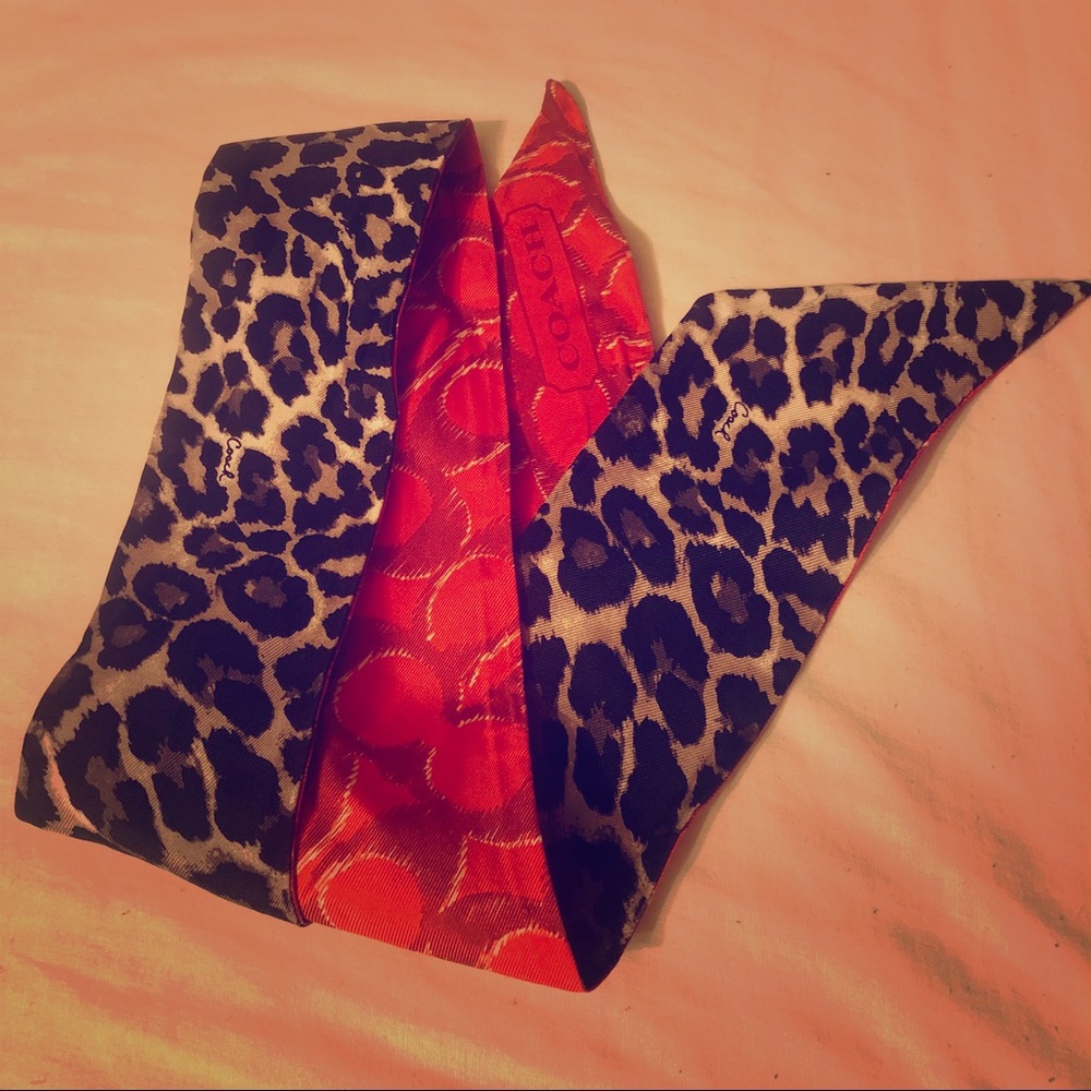 Leopard Coach Twilly Scarf Authentic/ Skinny Scarf